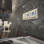 Розетка с подсветкой (слоновая кость)