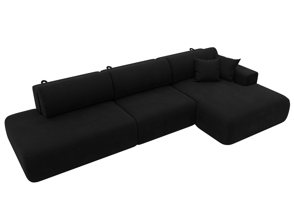 Диван угловой Лига-036 НПБ Модерн Лонг правый угол МИКРОВЕЛЬВЕТ Черный