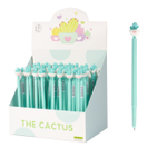 Ручка гелевая Alingar "Кактусы", 0,5 мм, синяя, автоматическая, игольчатый наконечник, круглый цветной пластиковый корпус, карт. уп.