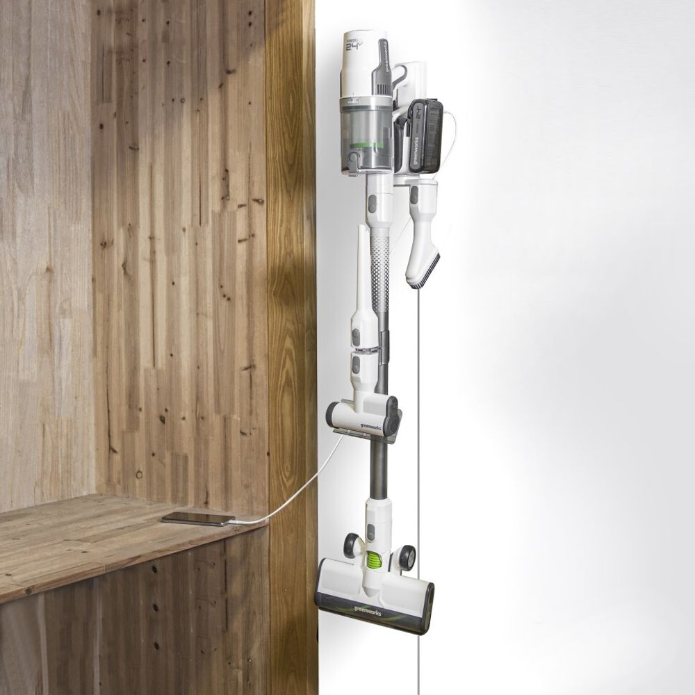 Пылесос беспроводной вертикальный аккумуляторный Greenworks 24В GD24SVK4D, Арт.4701107UB с АКБ 4 А*ч и ЗУ