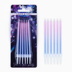 Свечи для торта розово/голубой градиент 13 см (6 шт/уп)