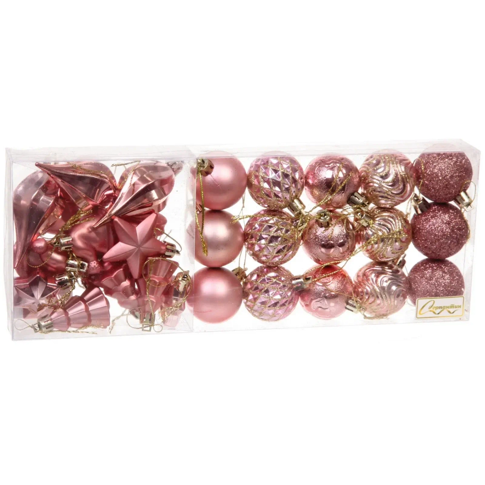 Набор ёлочных украшений «Elegant shine» 4 см (30 предмета), Розовое золото