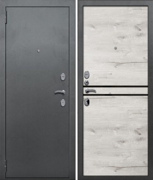 Входная дверь Волга-Бункер ДУЭТ 2 Антик серебро - Дуб арктик