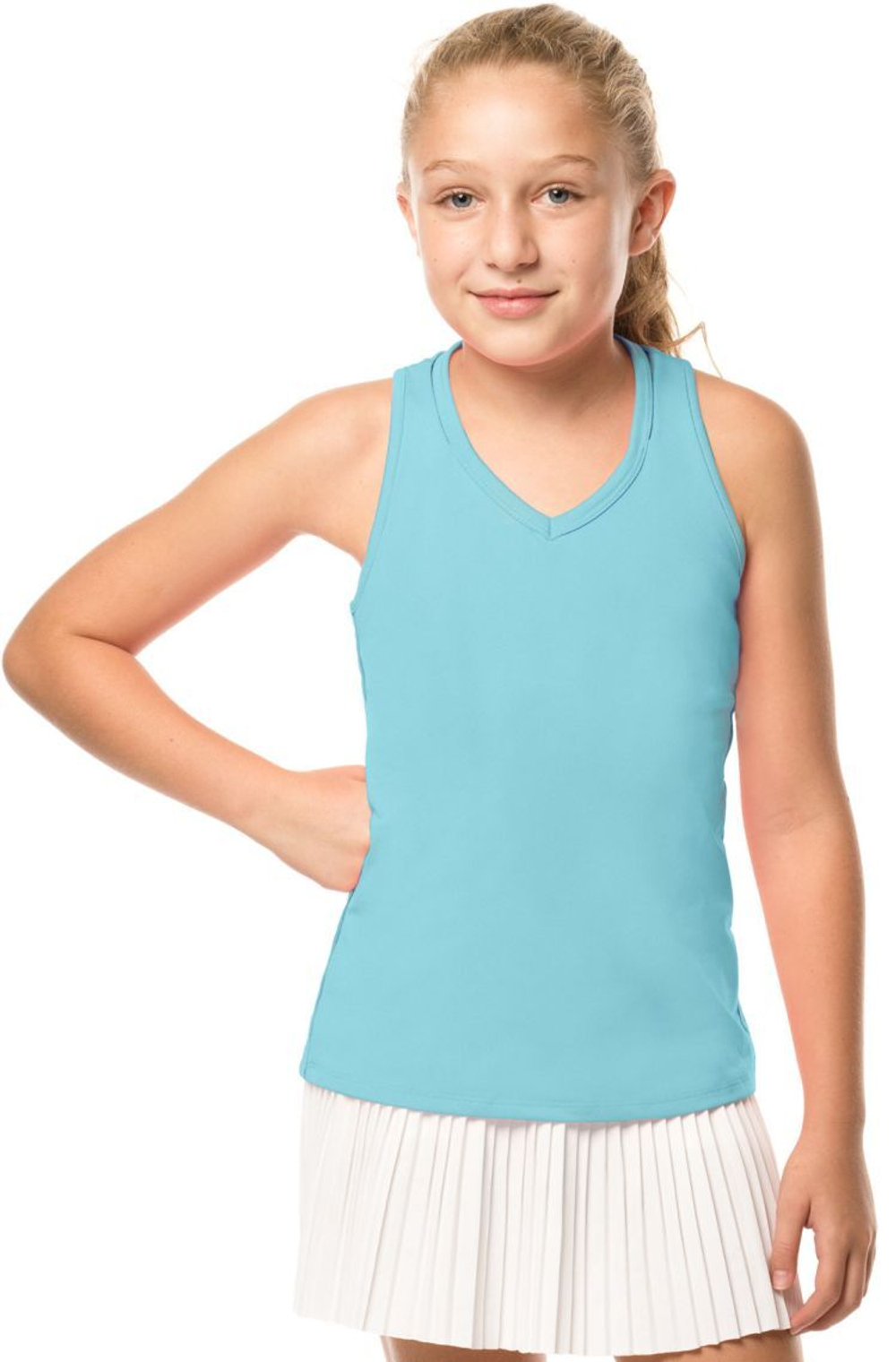 Футболка для девочки теннисная Lucky in Love Core V-Neck Cutout Tank Girls - ocean