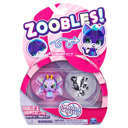 Zoobles - фигурки животных-трансформеров, набор из 2 радужных бабочек и черно-белой лисы + аксессуары Happitat 20135095
