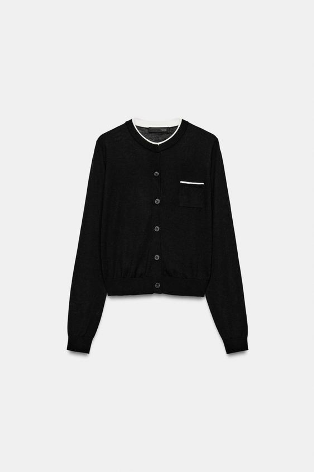 ZARA КОМБИНИРОВАННЫЙ КАРДИГАН, ЧЕРНЫЙ/БЕЛЫЙ