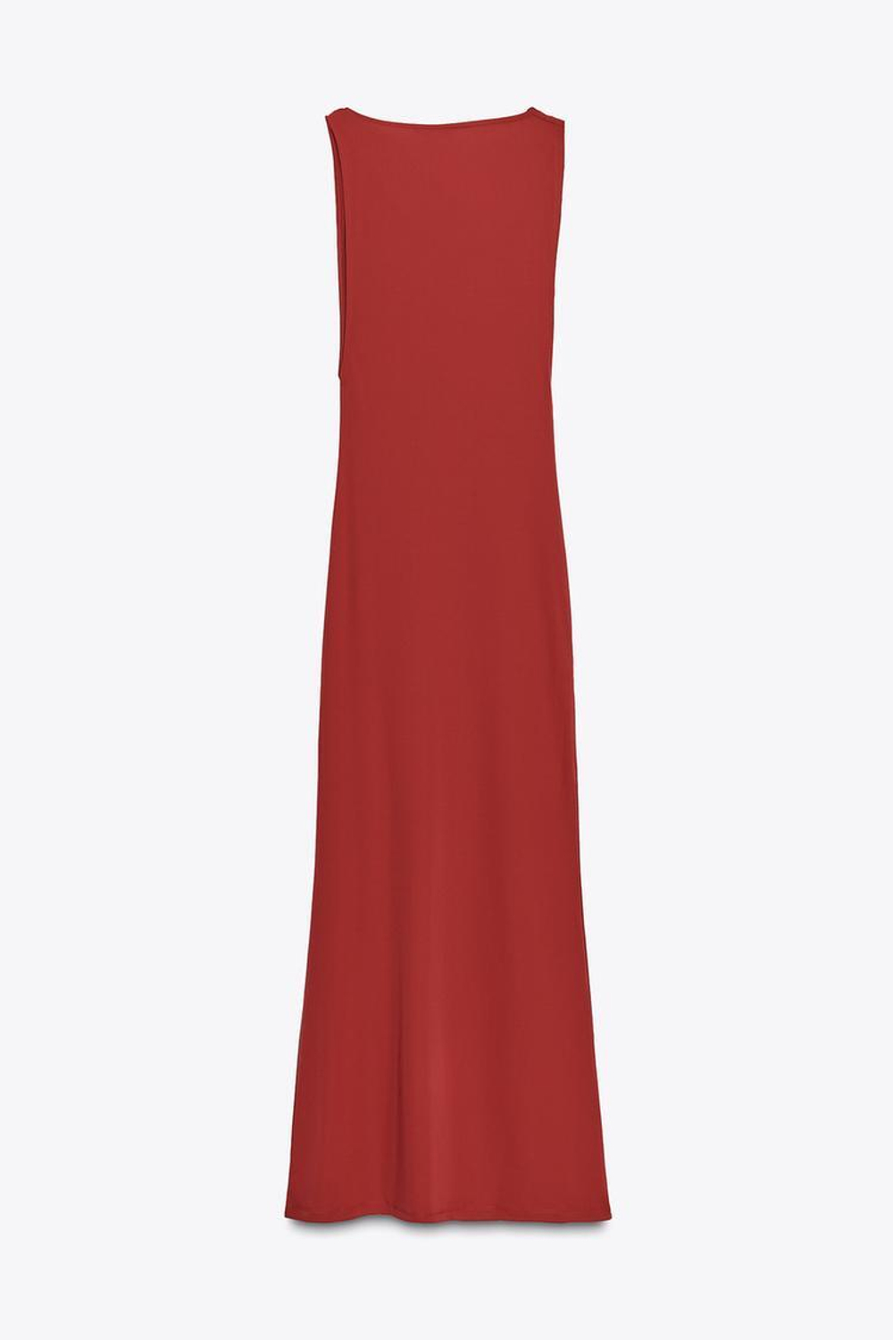 ZARA ДЛИННОЕ ПЛАТЬЕ СО СБОРКАМИ, ТЕМНО-РОЗОВЫЙ