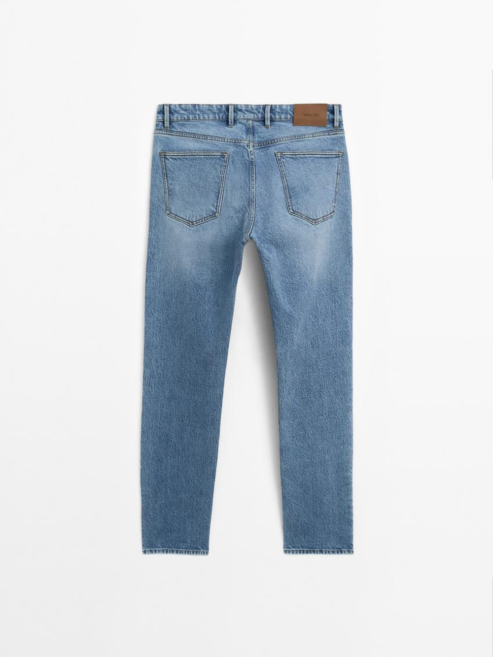 Massimo Dutti Зауженные джинсы из смесового хлопка со средней посадкой, индиго