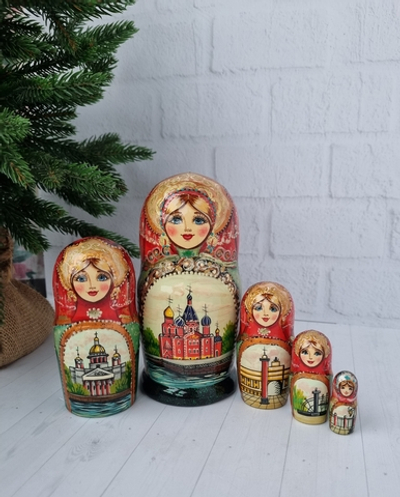 Матрешка Санкт-Петербург 15см 5 мест