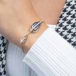 Браслет с принтом «Гусиная лапка» из лимонного золота c фианитами и эмалью Артикул: 05-0806-00-401-1121