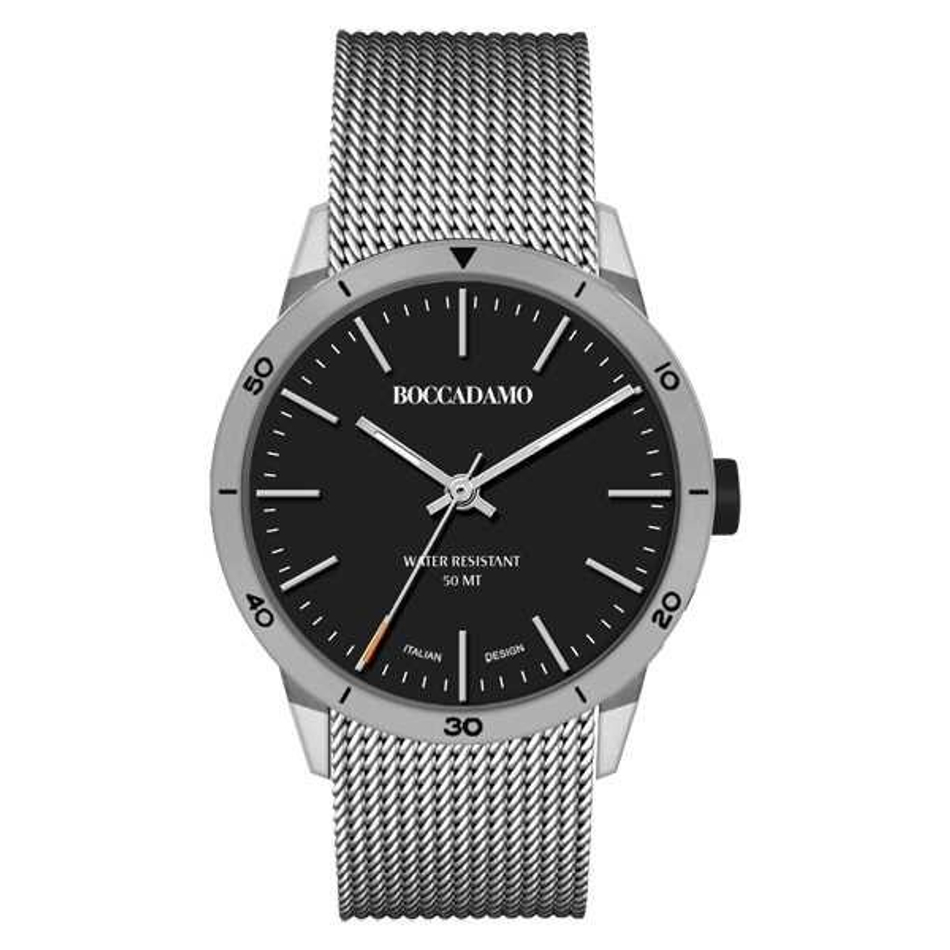Часы Boccadamo Navy Silver Black NV016 BW/S с минеральным стеклом