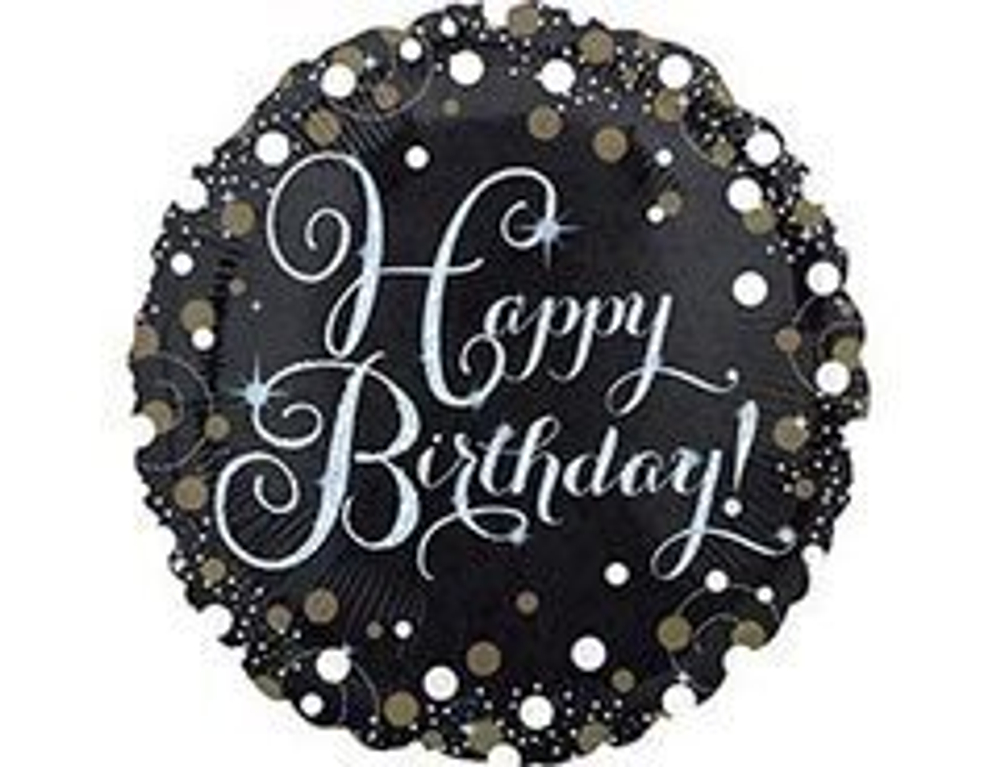 А 18" Круг, Happy birthday!, (золото), 1 шт.