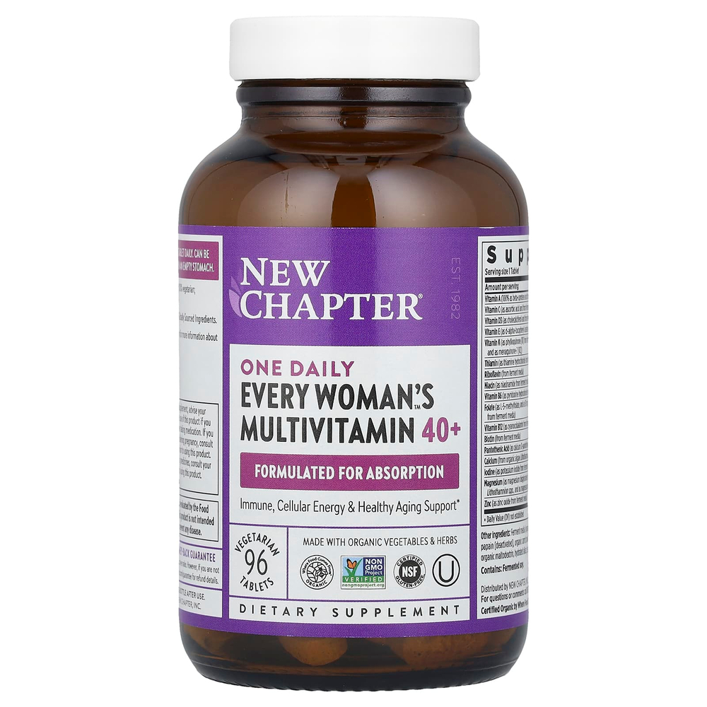 New Chapter, One Daily Every Woman's Multivitamin™ 40+, мультивитамины для женщин старше 40 лет, 96 вегетарианских таблеток