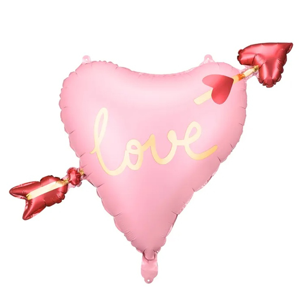 Шар Фольгированный Сердце со стрелой LOVE (Розовый)