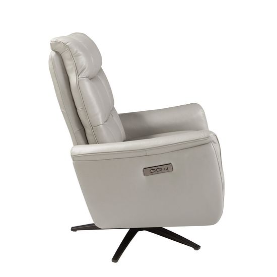 Поворотное кресло-реклайнер 5114/KM-A6010-M565 серое кожаное Испания 