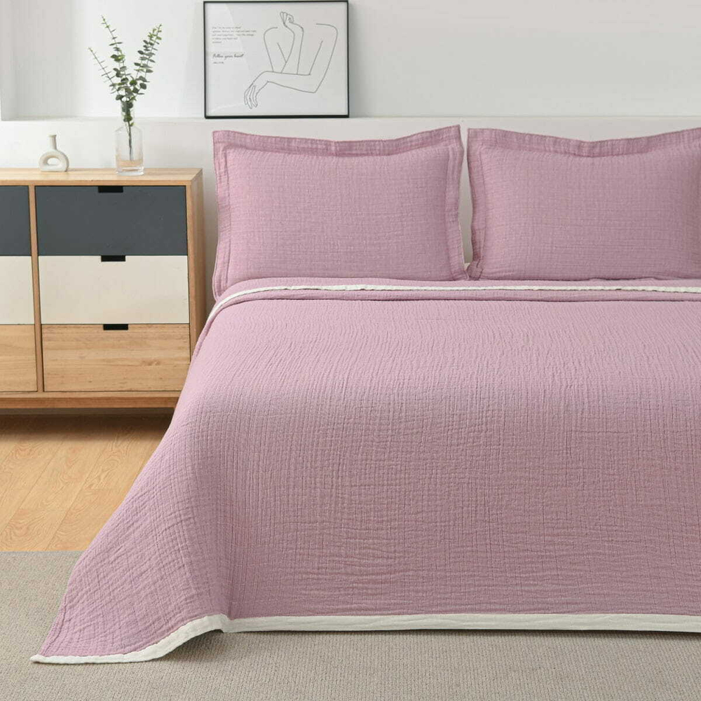 Покрывало 180х240 и декоративная наволочка Arya home Virginia лиловый