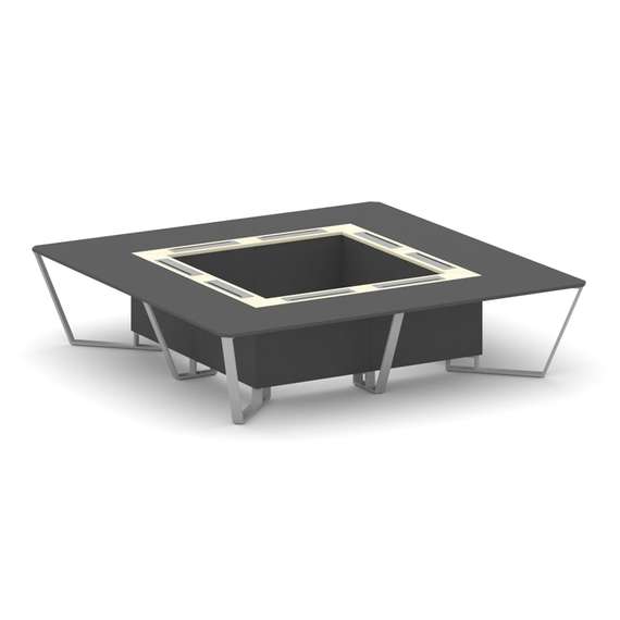 Steel Meet Стол переговорный квадратный KMK-PR.B.SP-16K Антрацит/Ваниль Глянец/Металл Серый 3200*320