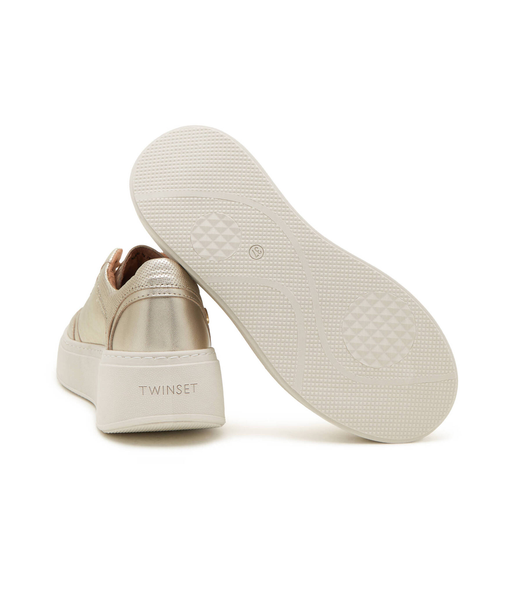 Кожаные кроссовки TWINSET - золотой(241TCP060)
