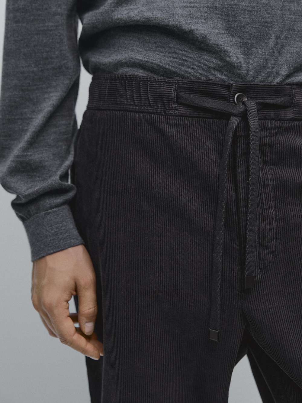 Massimo Dutti Брюки-джоггеры вельветовые, серый