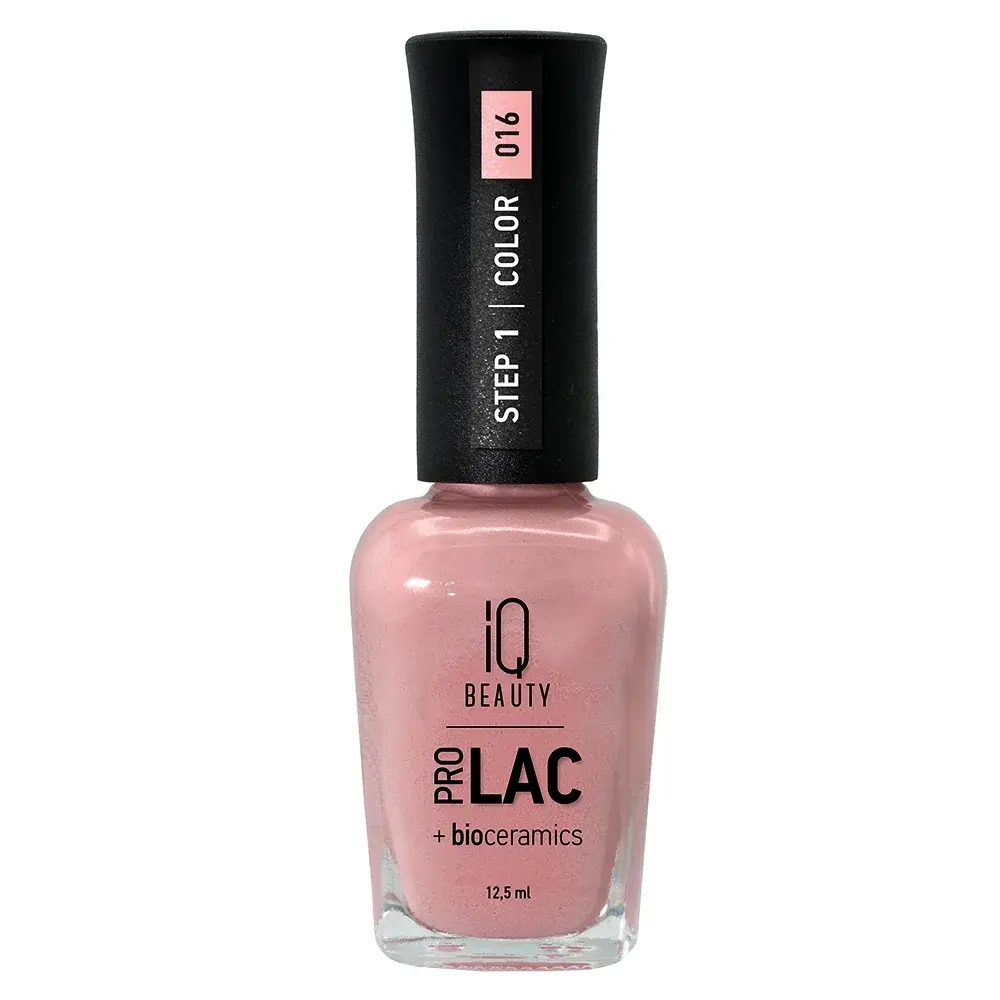 IQ Beauty Лак для ногтей профессиональный укрепляющий с биокерамикой #016, 12.5 мл Пыльная роза