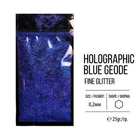 Глиттер мелкий Holographic Blue Geode, 25гр