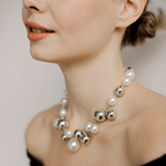 Бусы крупный жемчуг, белый, серебро