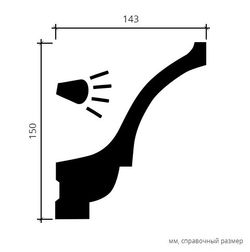 Карниз пенополиуретан, 2000x143x150 мм