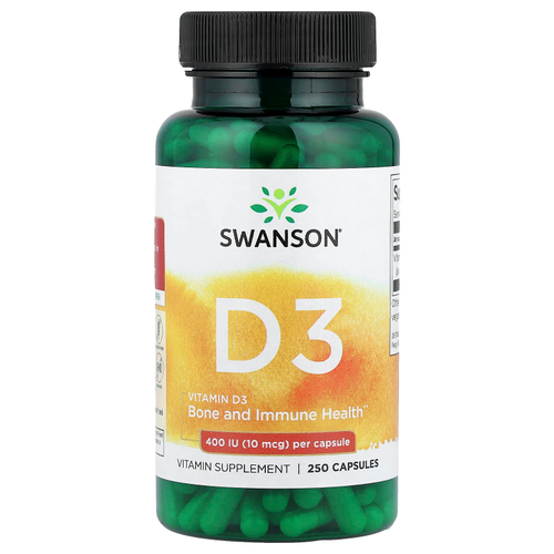 Swanson, Витамин D3, 400 МЕ (10 мкг), 250 капсул
