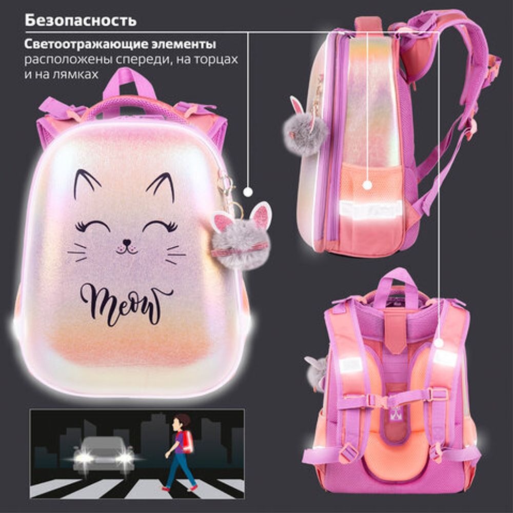 Ранец BRAUBERG SHINY, 2 отделения, "Cheerful", 36х28х14 см, 270697