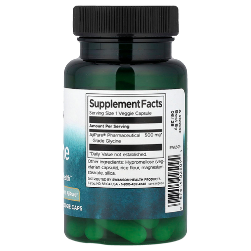 Swanson, Глицин, 500 мг, 60 растительных капсул