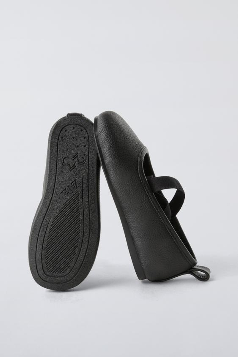 ZARA КОЖАНЫЕ БАЛЕТКИ, ЧЕРНЫЙ