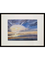 Картина акварельная авторская в паспарту 21х30 см на стену для интерьера "Танец света"