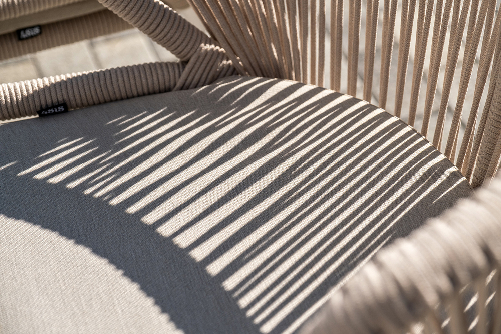 "Венето" обеденная группа на 6 персон со стульями "Милан", каркас белый, роуп бежевый