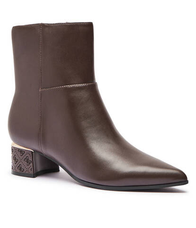 Кожаные ботильоны на каблуке LUKKIE Guess - коричневый(FLFLUK LEA10)