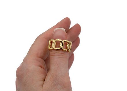 Кольцо Цепь Large (светлое золото)