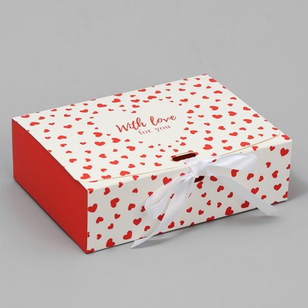 Коробка подарочная «With love» с лентой, 16,5*12,5*5 см