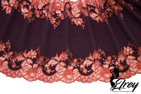 03-239 ОПТ Кружево эластичное 23 см, слива/терракот