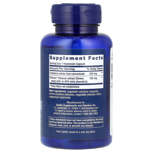 Life Extension, Optimized Cran-Max, концентрат из цельных ягод клюквы с Ellirose, 60 вегетарианских капсул