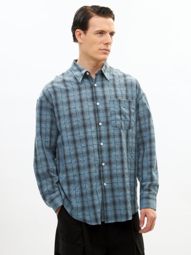 Синяя хлопковая рубашка в клетку BLUE LABEL