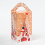 Подарочная коробка Новогодняя Четырехгранка большая «Елочки», для сладких подарков,10×10×18 см, 1065