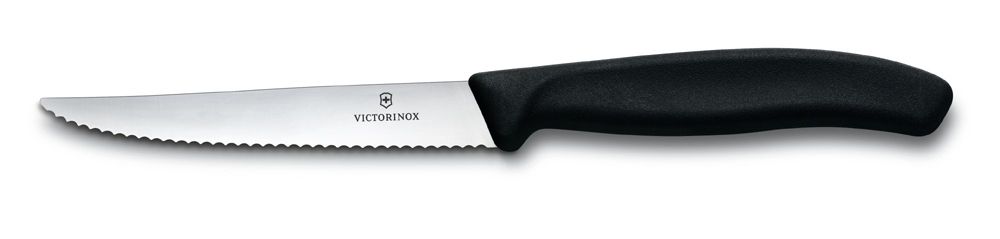 Нож для стейка и пиццы SwissClassic 11 см чёрный из нержавеющей стали с серейторной заточкой VICTORINOX 6.7233.20