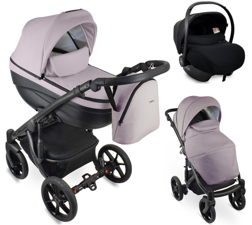 Детская коляска Bexa Ideal Eco 3 в 1 с автокреслом Avionaut Cosmo IE07 черный+пудра кожа