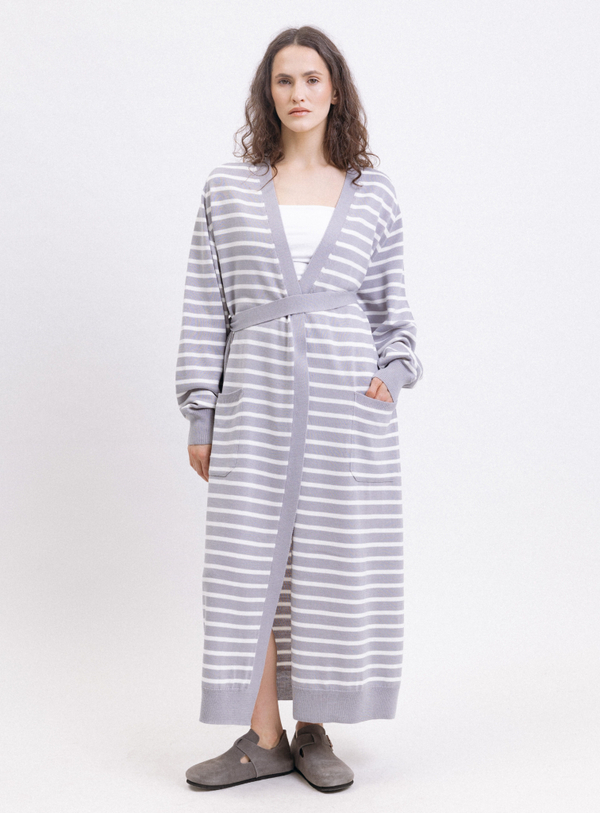 Кардиган удлиненный в полоску