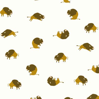 Мелкие веселые бизоны или быки на белом фоне