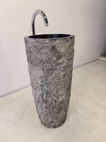 Раковина напольная из андезита Pedestal Black Marmo MN-65921 40х40х90 из натурального камня