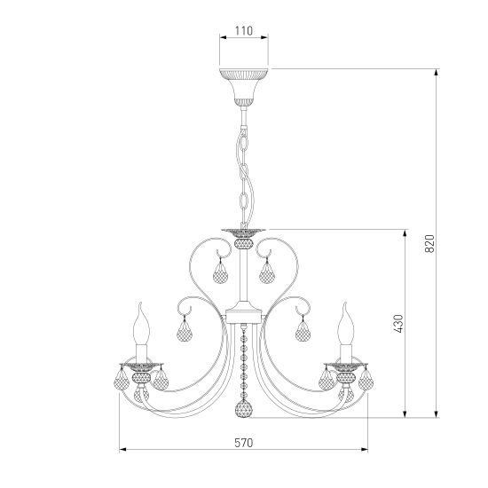 3305/5 / подвесной светильник /   белый с золотом/прозрачный хрусталь Strotskis