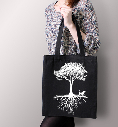 Тканевая сумка "Бигль  у дерева"