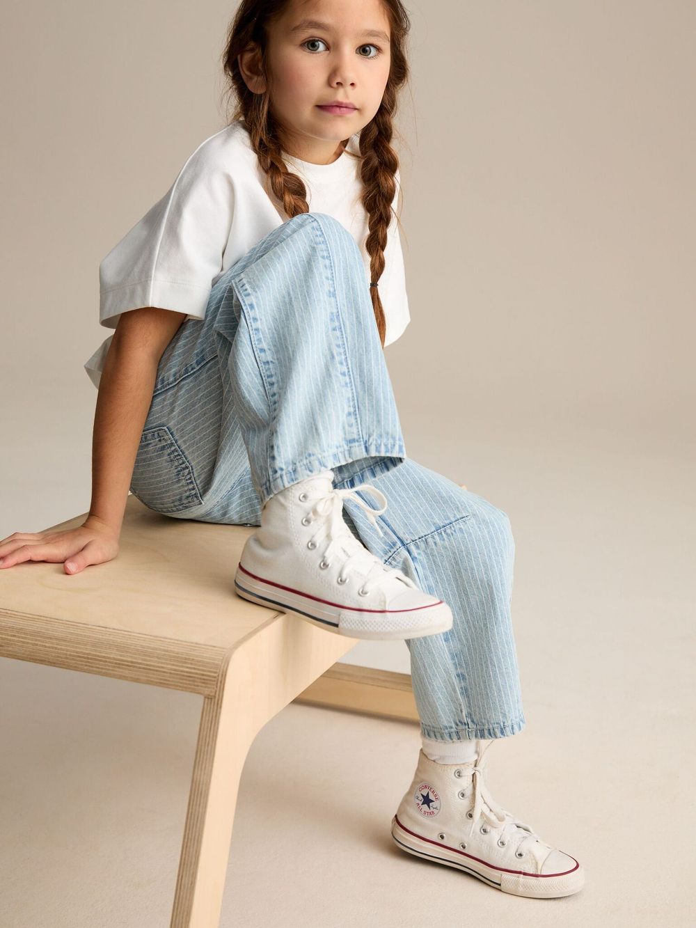 Джинсы для девочки Next E29-128, Голубой, Белый