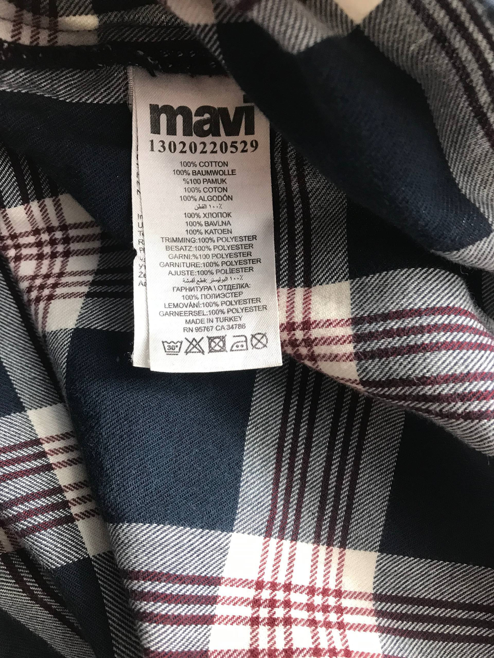Платье Mavi в клетку свободного кроя, маркировка S, визуально на 44 размер