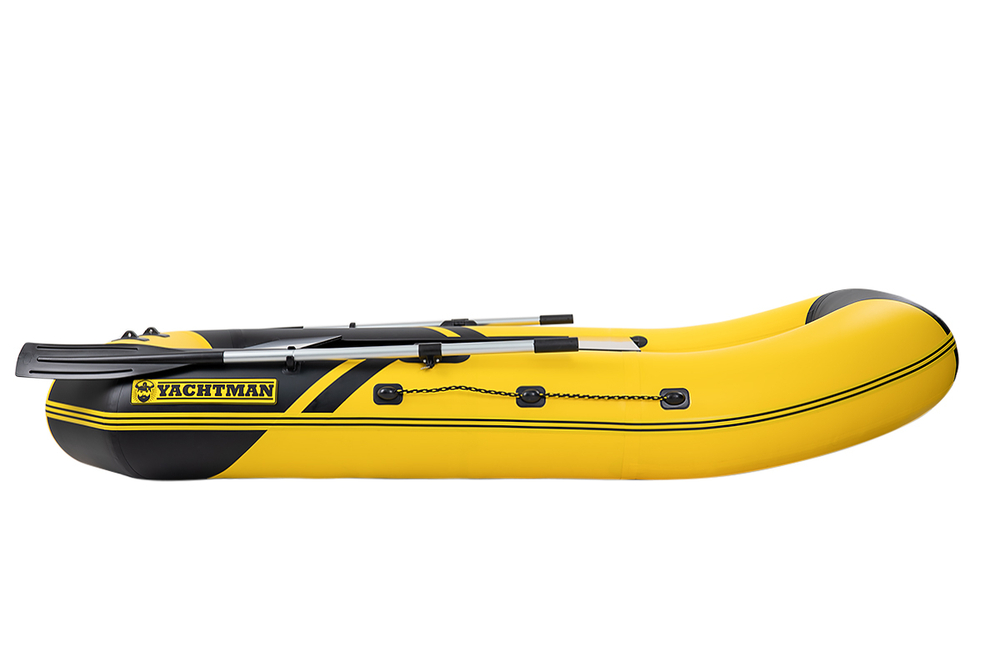 YACHTMAN-260 МНД НАДУВНОЕ ДНО (Яхтман) желтый-черный (лодка ПВХ с усилением)